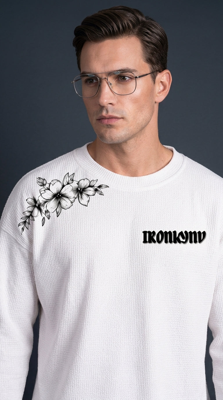 TIDAL TIGER White Waffle Oversized Tee