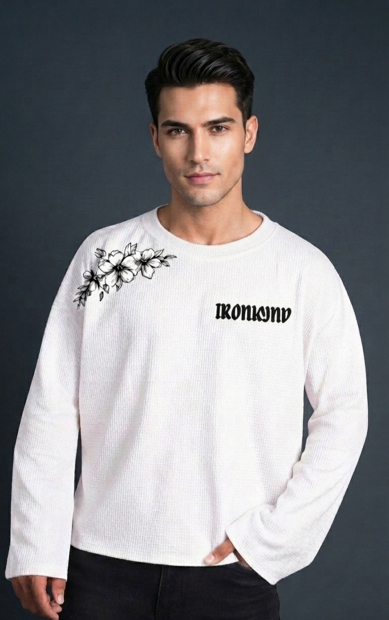 TIDAL TIGER White Waffle Oversized Tee
