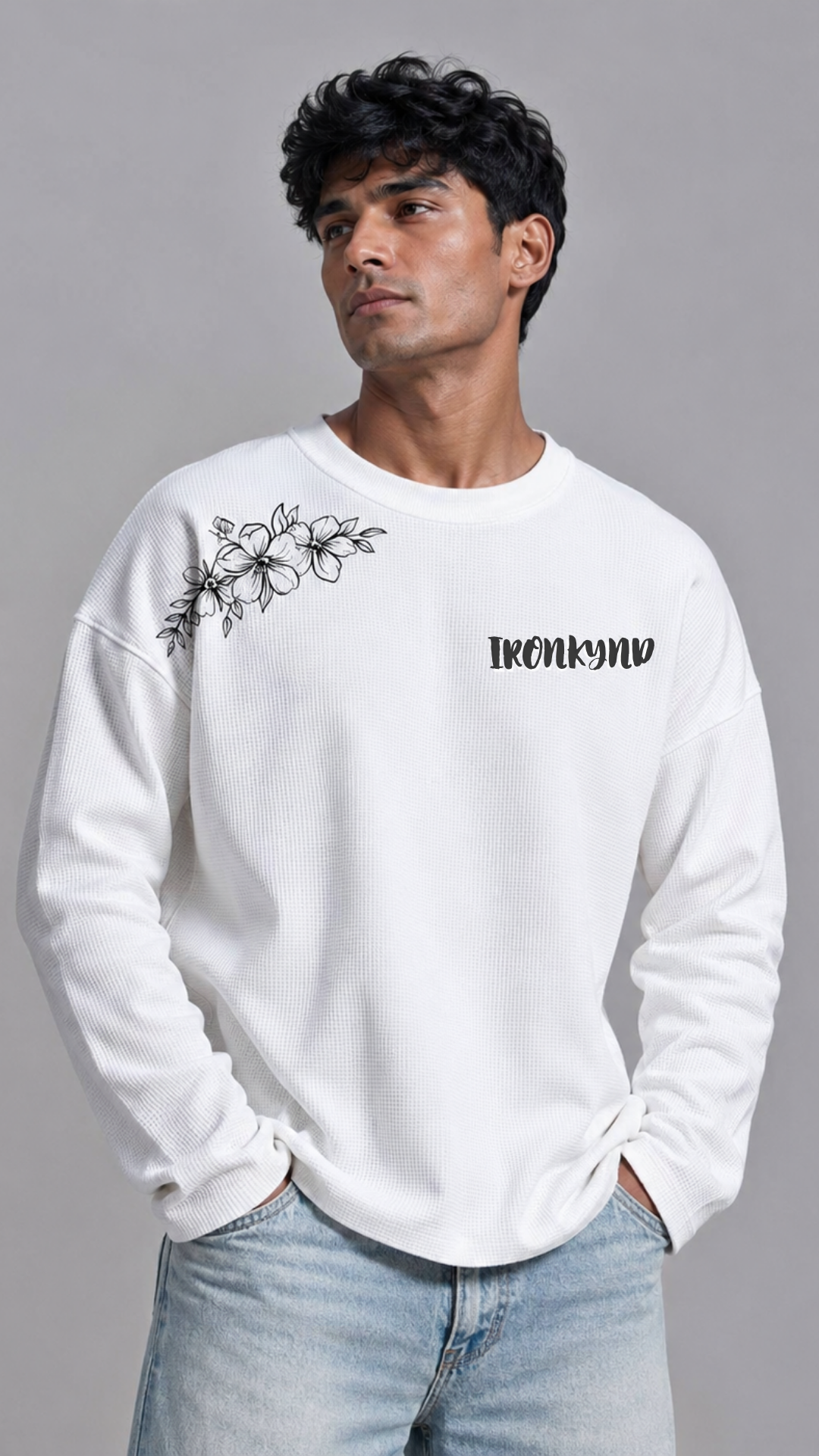 TIDAL TIGER White Waffle Oversized Tee
