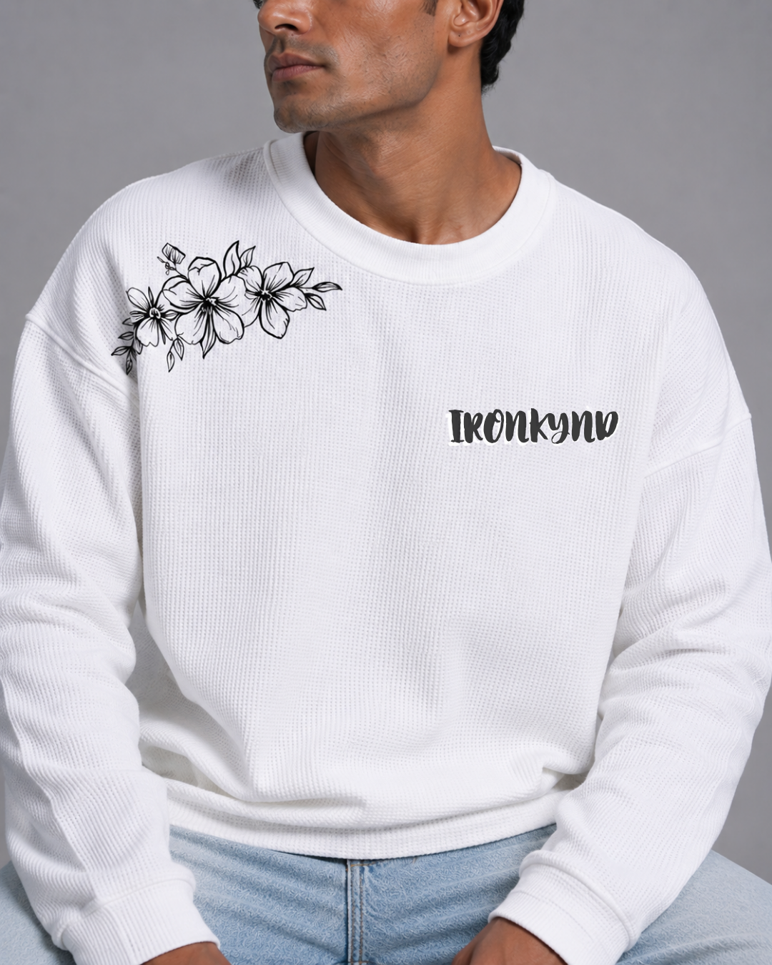 TIDAL TIGER White Waffle Oversized Tee